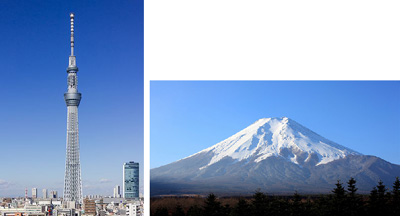 スカイツリーと富士山